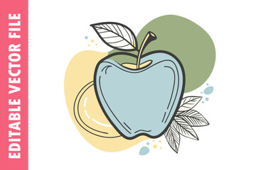 illustration of an apple with a label, Abstract Hand-Drawn Apple Illustration