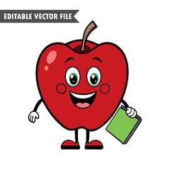 red apple with a stethoscope, Fun and Playful Editable Vector Illustration