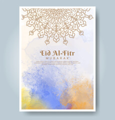 Eid al-fitr with watercolor background. Abstract illustration