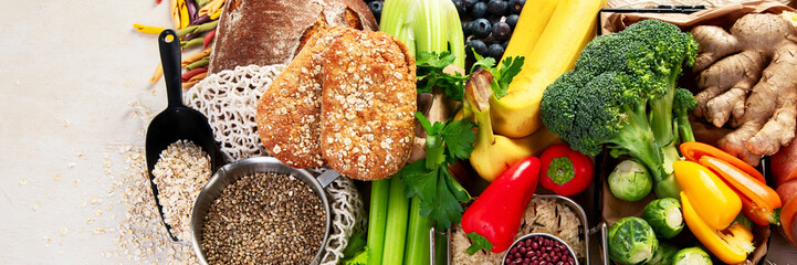 Different types of high carbohydrate food.