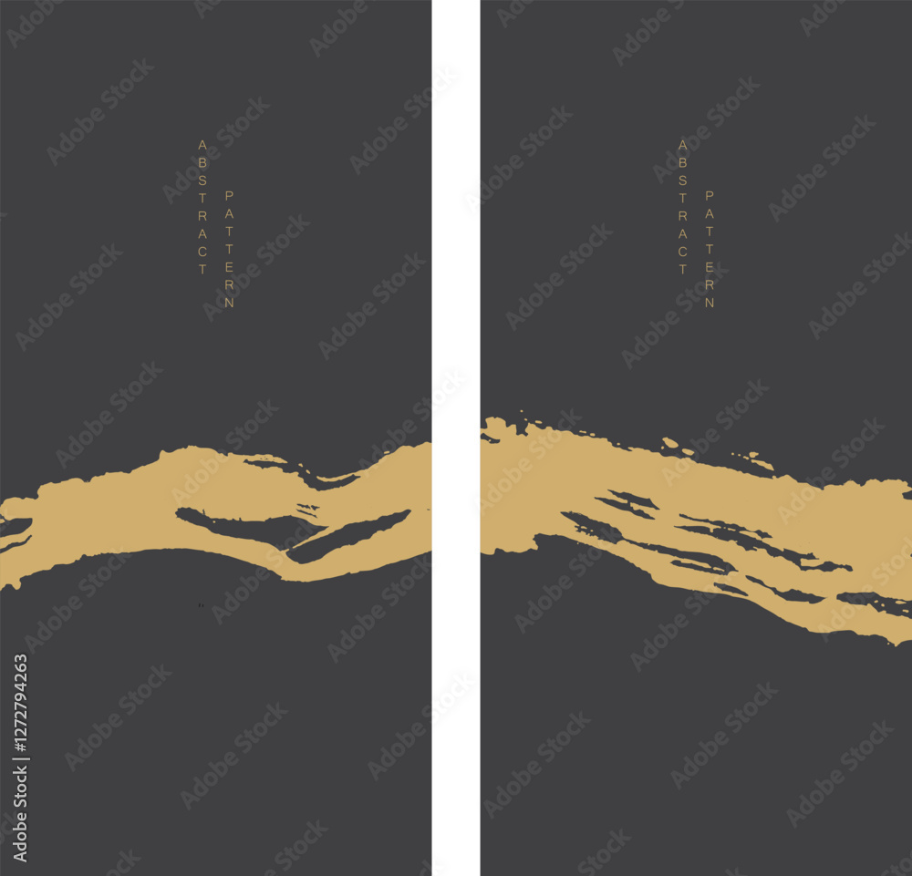 Wall mural gold brush stroke element with black background vector. abstract art pattern texture