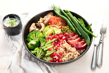 Healthy diet, lunch or dinner. Healthy food plate.
