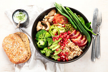Healthy diet, lunch or dinner. Healthy food plate.