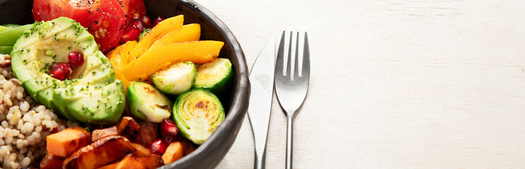 Gourmet and nutritious vegan meal. Healthy eating concept