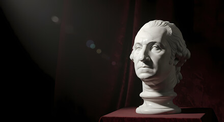 white marble bust of president george washington the first president and one of the founding fathers of the united states of america