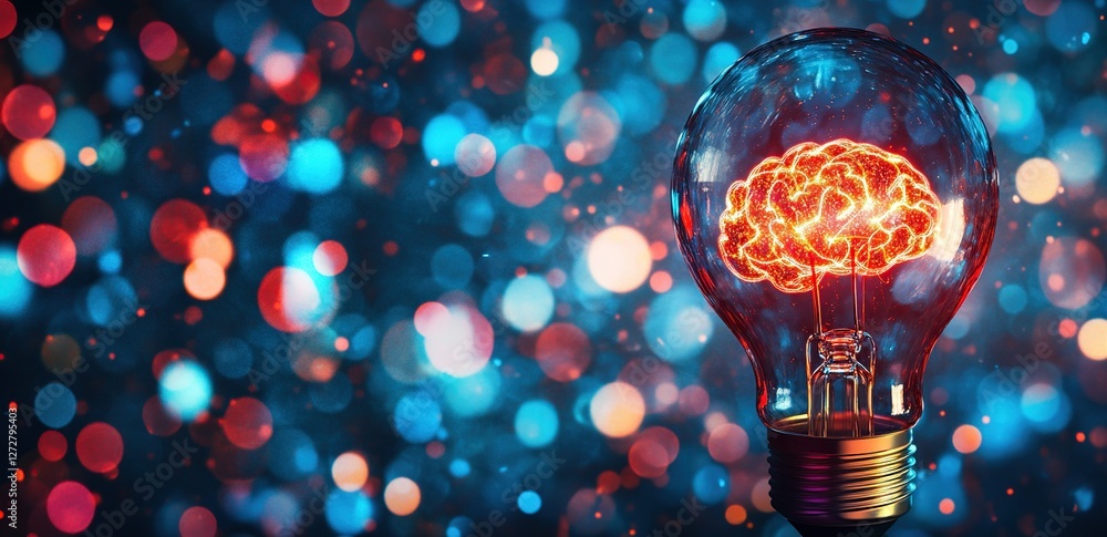 Aufkleber illuminating ideas: brainpower sparks creativity and innovation in a glowing lightbulb metaphor, rep