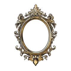 Ornate Gold Oval Frame Baroque Design Elegant Decor