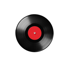 Obraz premium Black vinyl record red label music analog sound nostalgia