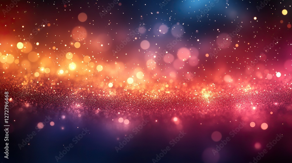 Poster abstract festive background featuring bokeh curved defocused lights,twinkling stars creating a magic