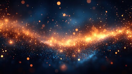 abstract glitter lights background with soft blue gold,black tones creating a dreamy de focused effect ideal for festive banners holiday designs,elegant digital displays