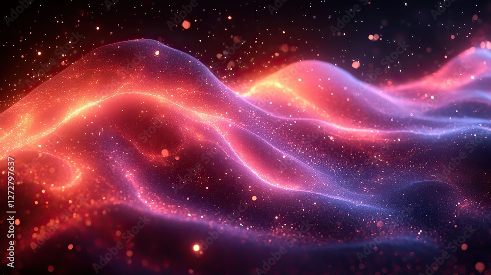 Poster abstract glowing neon wave on dark background modern design element for creative projects