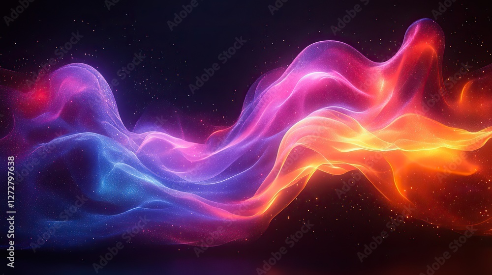 Poster abstract glowing neon wave on dark background modern design element for creative projects