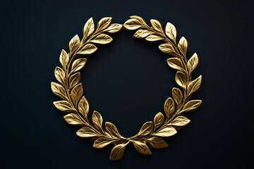 Golden Wreath with Leaves on Dark Background for Elegant Design