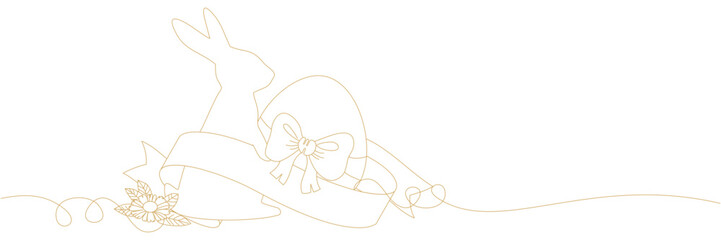 line art egg and rabbit illustration background with a easter day