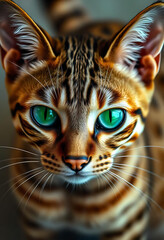 Top-Down View of a Bengal Cat with Exotic Coat Patterns