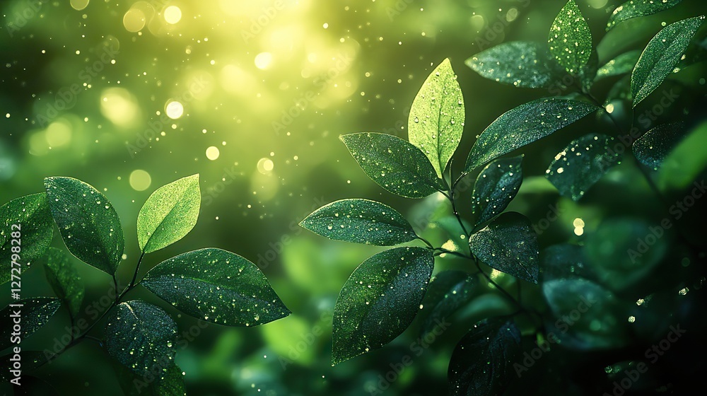 Aufkleber abstract green background with soft bokeh light effects perfect for fresh,serene design projects fea