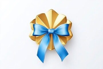Elegant Gold Ribbon with Blue Bow for Gift Wrapping Decoration