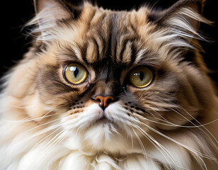 Eagle View Close-Up of a Cat with Detailed Fur and Expressive Eyes

