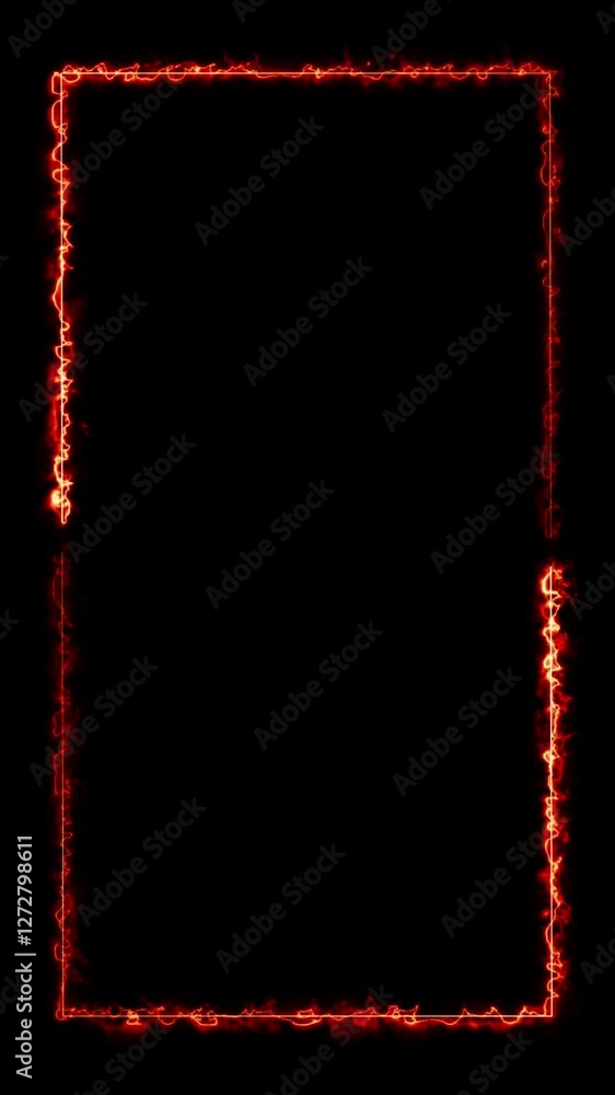 Poster glowing neon rectangle frame with electric red light effect – abstract background