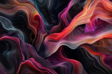 Obraz premium Abstract Colorful Waves Design with Fluid Motion and Depth Effects