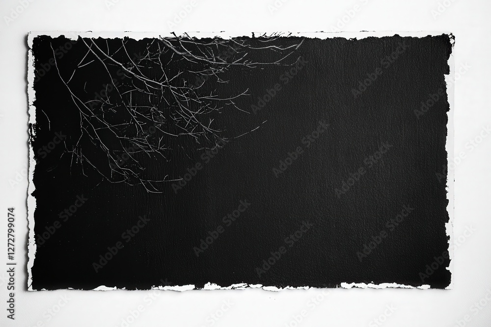Poster black canvas with subtle tree branch silhouette in abstract design