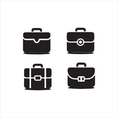 set of black silhouettes of suitcases