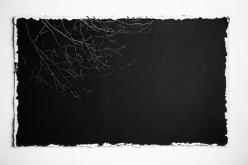 Black Canvas with Subtle Tree Branch Silhouette in Abstract Design