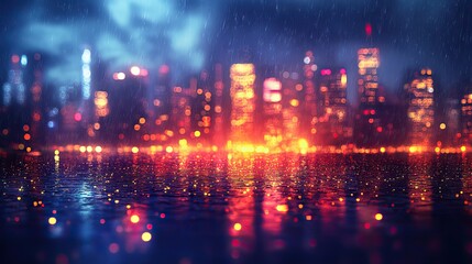 Obraz premium abstract night cityscape with blurred bokeh lights creating a vibrant,colorful urban atmosphere perfect for modern designs,digital backdrops