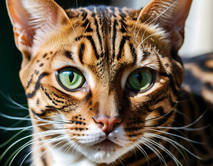 Top-Down View of a Bengal Cat with Exotic Coat Patterns