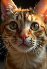 Eagle View Close-Up of a Cat with Detailed Fur and Expressive Eye