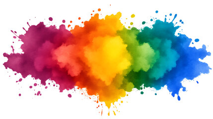 Naklejka premium Colorful Rainbow Explosion Abstract Art Graphic Design Rainbow Color Spectrum Paint Splash Vibrant.