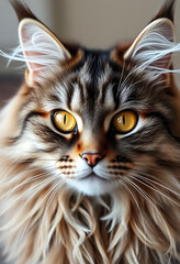 Eagle View Close-Up of a Majestic Maine Coon Cat
