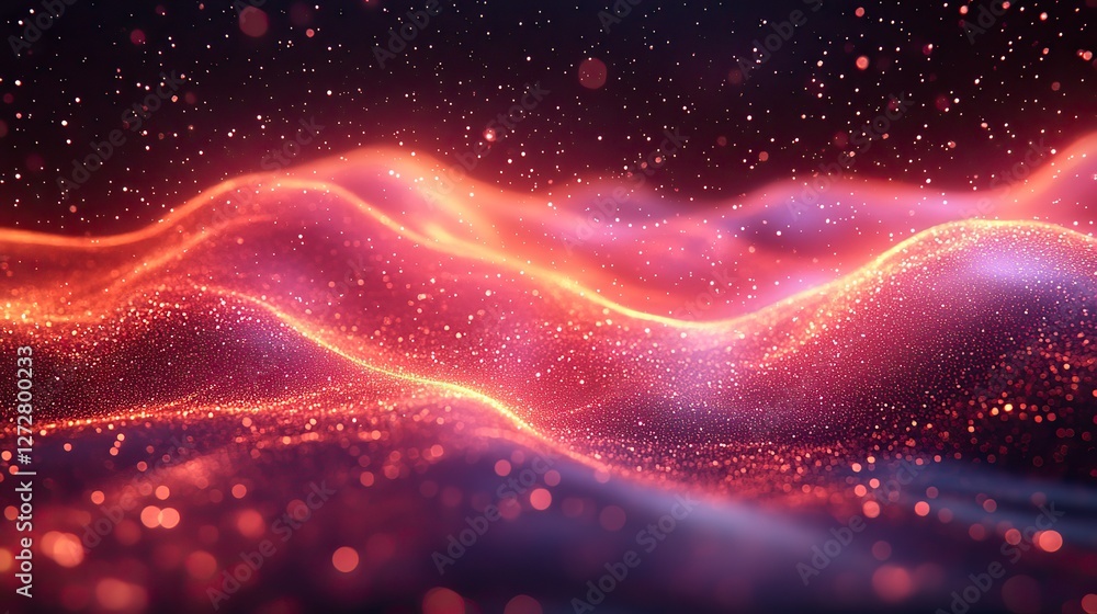 Poster abstract red background with dynamic curves,waves of digital technology