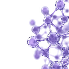 Complex Purple Molecule Structure Chemistry Science Model Interconnected Atoms and Bonds.