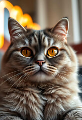 British Shorthair Cat Eagle View Close-Up with Detailed Fur Texture