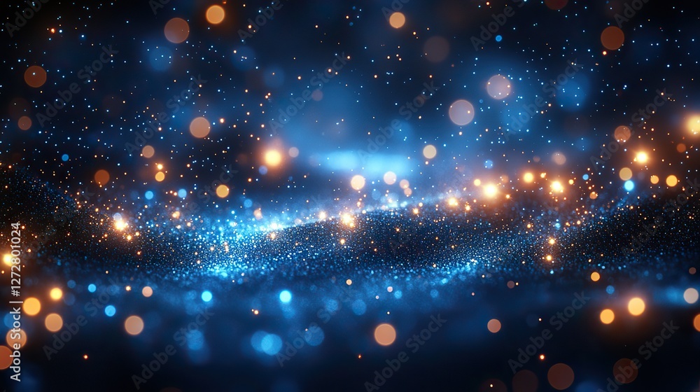 Poster abstract vector background featuring bokeh blue lights with sparkling circles,glowing texture