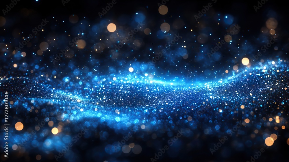 Wall mural abstract vector background featuring bokeh blue lights with sparkling circles,glowing texture