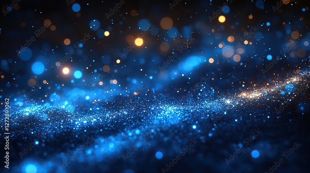 Poster abstract vector background featuring bokeh blue lights with sparkling circles,glowing texture