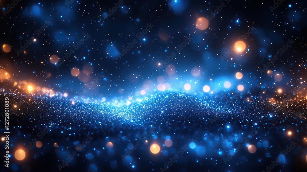 Poster abstract vector background featuring bokeh blue lights with sparkling circles,glowing texture