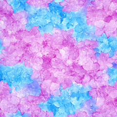 Fototapeta premium Delicate Bloom Hydrangea Pattern Aquarelle in Soft Blue and Purple Watercolor Texture Gentle Floral Design.