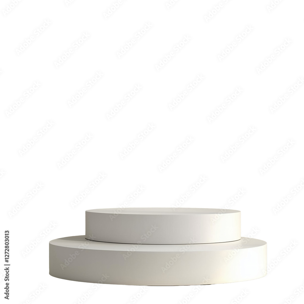 Poster white round product display stand platform 3d isolated on transparent background,png