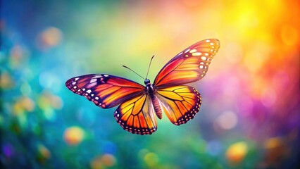 Fototapeta premium Colorful butterfly with delicate wings spread wide in flight , insects, wildlife, insects, wildlife, winged insect, motion