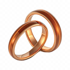 realistic 3d Couple of wedding rings in different gold colour style isolated on white background