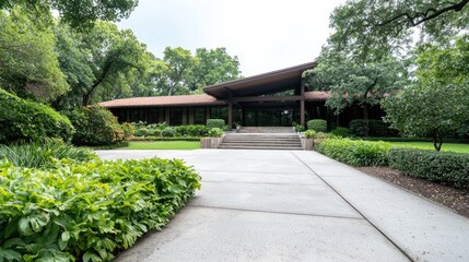 Fototapeta premium Modern House Exterior with Lush Landscaping (3)