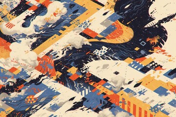 Naklejka premium Abstract Geometric Pattern, Artistic Design, Dynamic Background