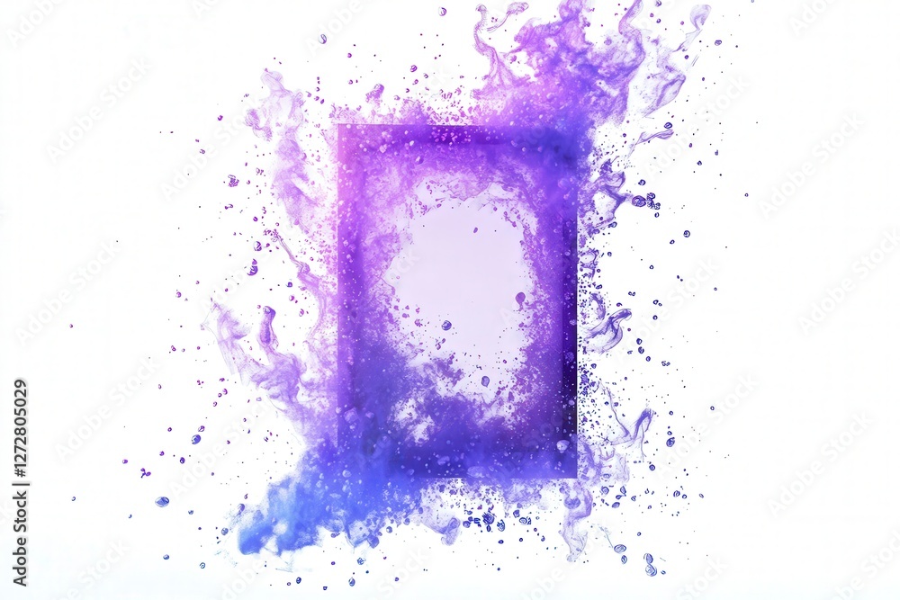 Poster abstract splash of colorful liquid forming a blank frame shape