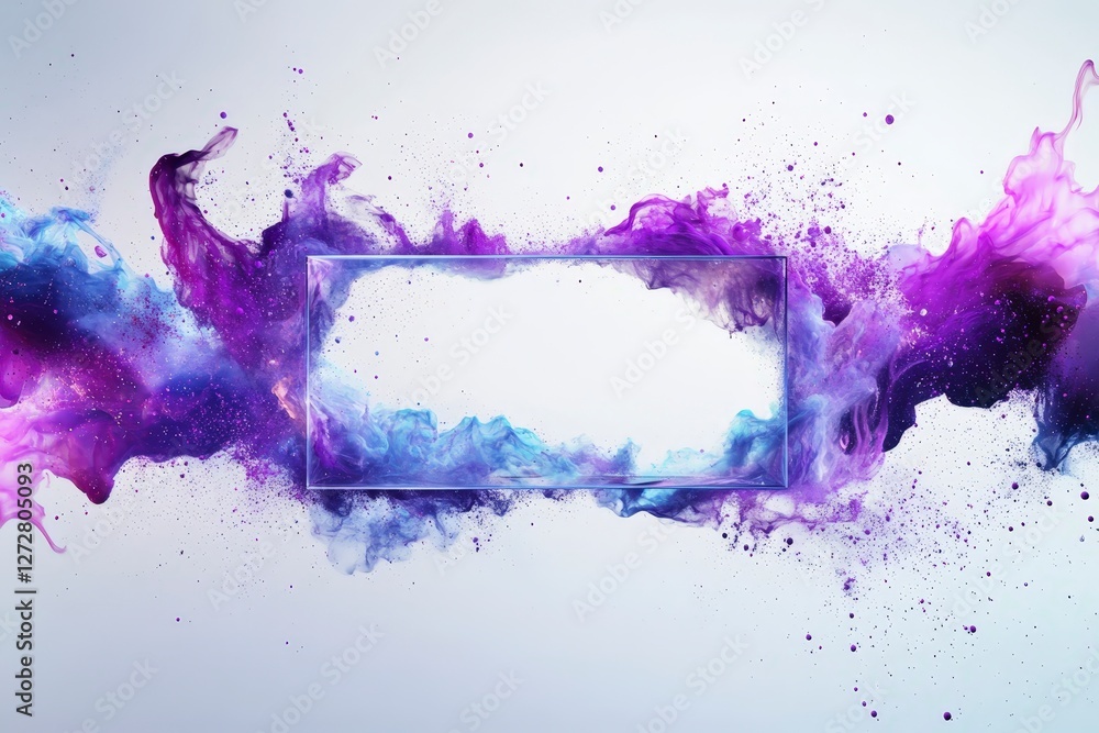 Poster vibrant abstract colorful background with frame for text ideas