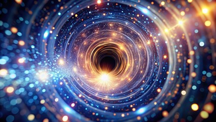 Obraz premium A swirling tunnel of light with tiny wormhole-like structures