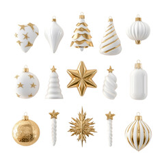 Elegant White and Gold Christmas Ornaments Festive Holiday Decorations