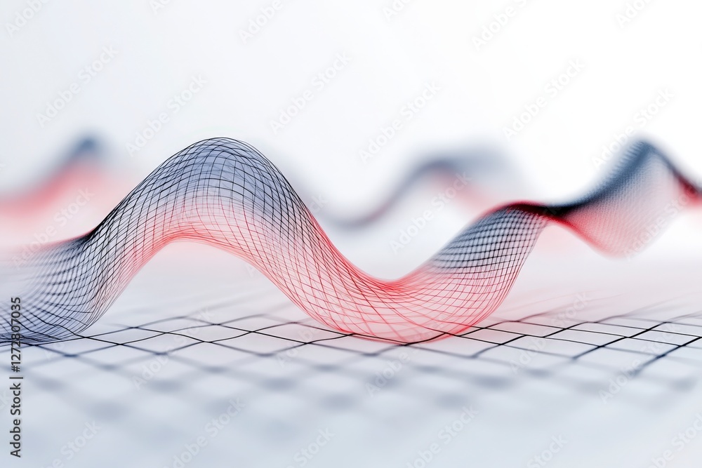 Poster abstract visualization of dynamic waveform with grid background